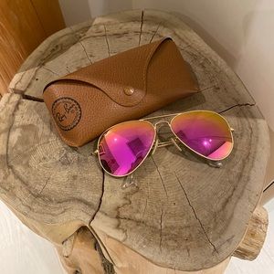 Pink reflective Ray Ban sunglasses